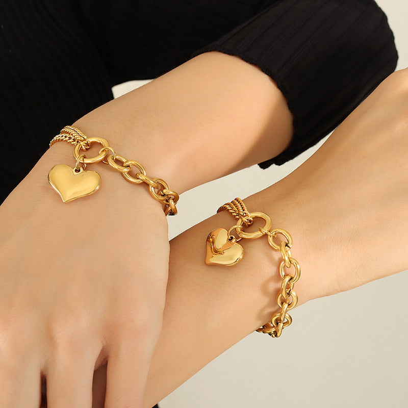 Wholesale Wholesale titanium steel 18K gold plated Cuban chain splicing chain love bracelet
